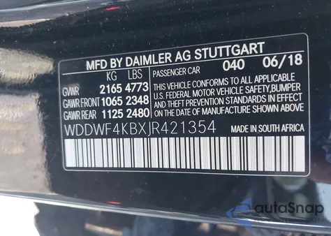 2018 Mercedes-Benz C 300 4Matic из США, поврежденный, VIN WDDWF4KBXJR421354
